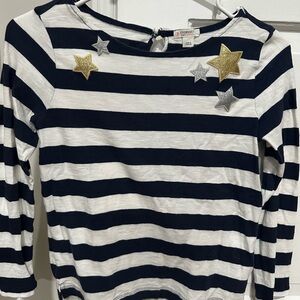 Crewcuts Navy and White Striped Kids Shirt with Gold and Silver Stars